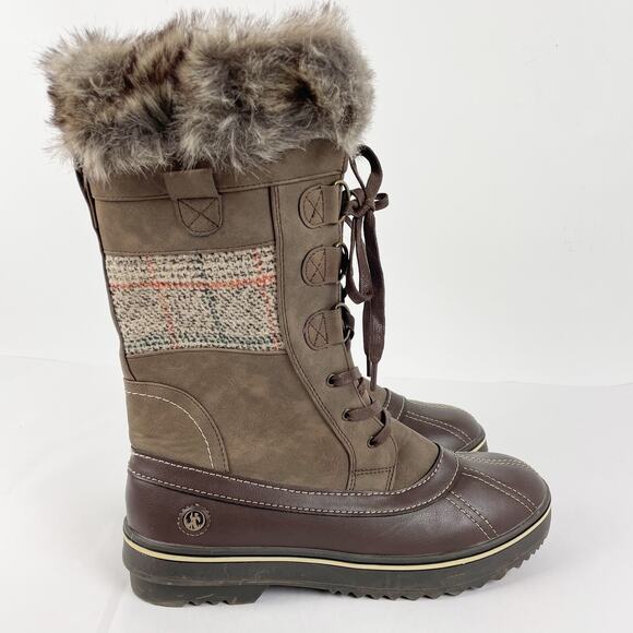 Northside Womens Bishop Winter Boots 11 Brown Lace Up Faux Fur Trim NWOB - Picture 5 of 15
